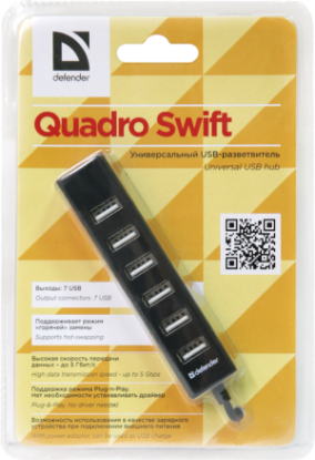 Picture of USB Hub 7 ports Defender 2.0 Quadro SWIFT